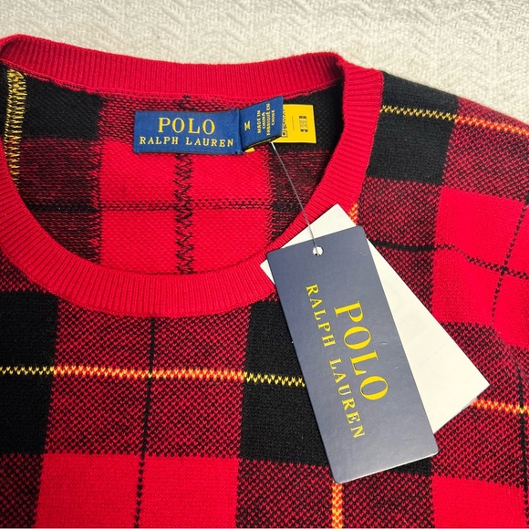polo ralph lauren / red and black plaid blouse size medium - Picture 6 of 8